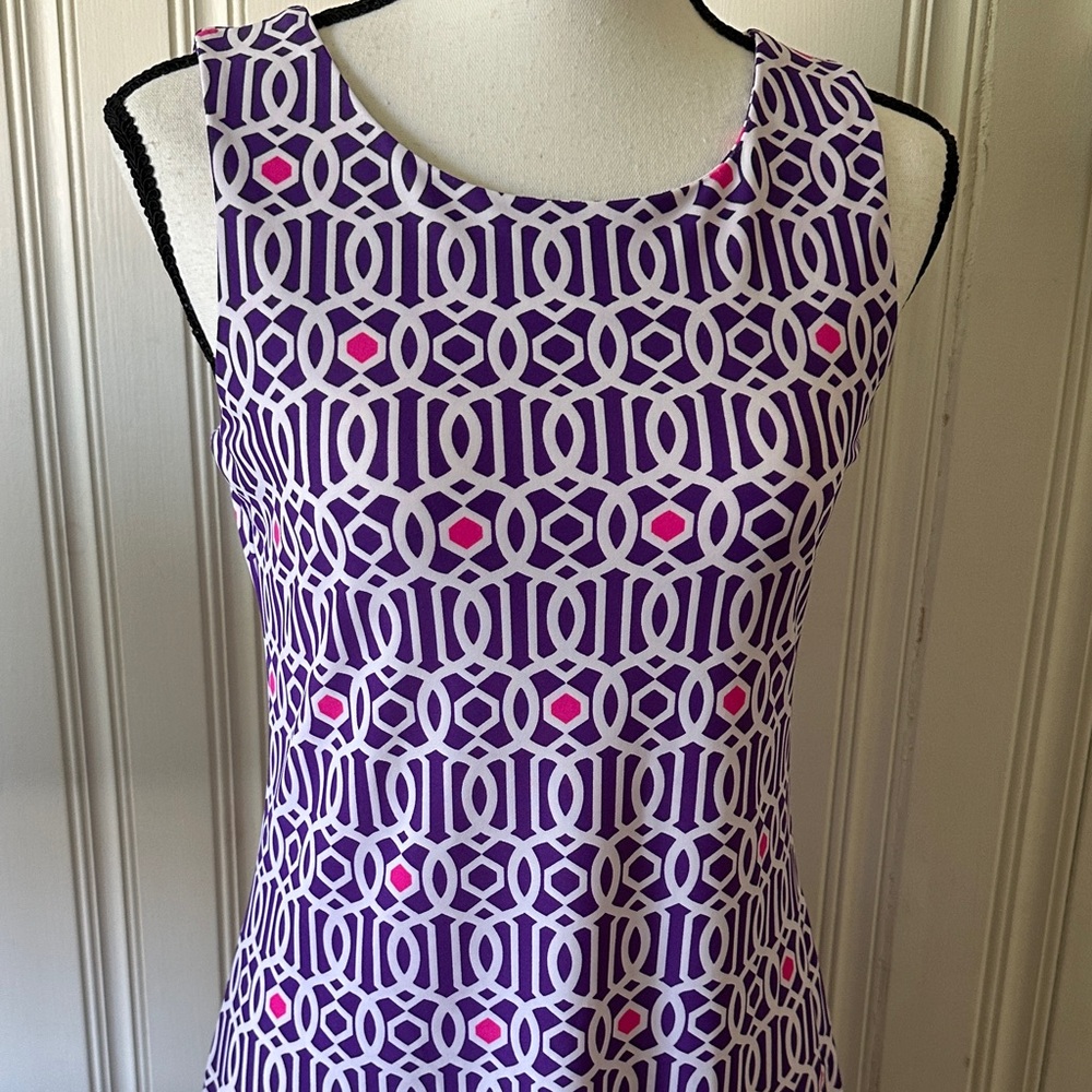 Jude Connally Geometric Purple/Pink and White Dress Size XS